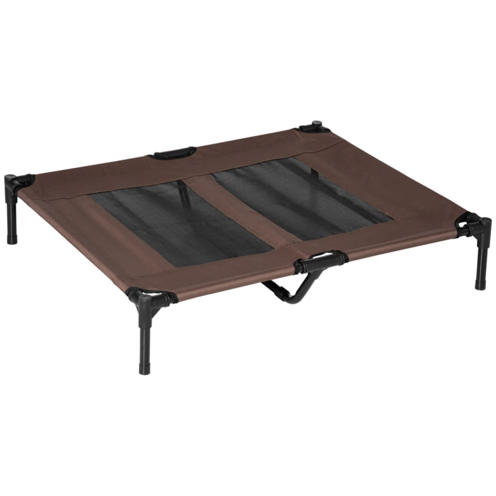 Lit sur pieds pour chien chat lit de camp animal lit surélevé Oxford textilène micro-perforé dim. 92L x 76l x 18H cm marron