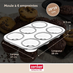 Moule à muffins 6 empreintes 28 x 19 cm Zenker Black Metallic