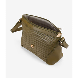 Bolso bandolera verde con solapa y cremallera