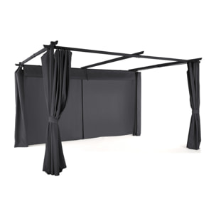 Pergola Marina 3x4m toit rétractable + 4 rideaux