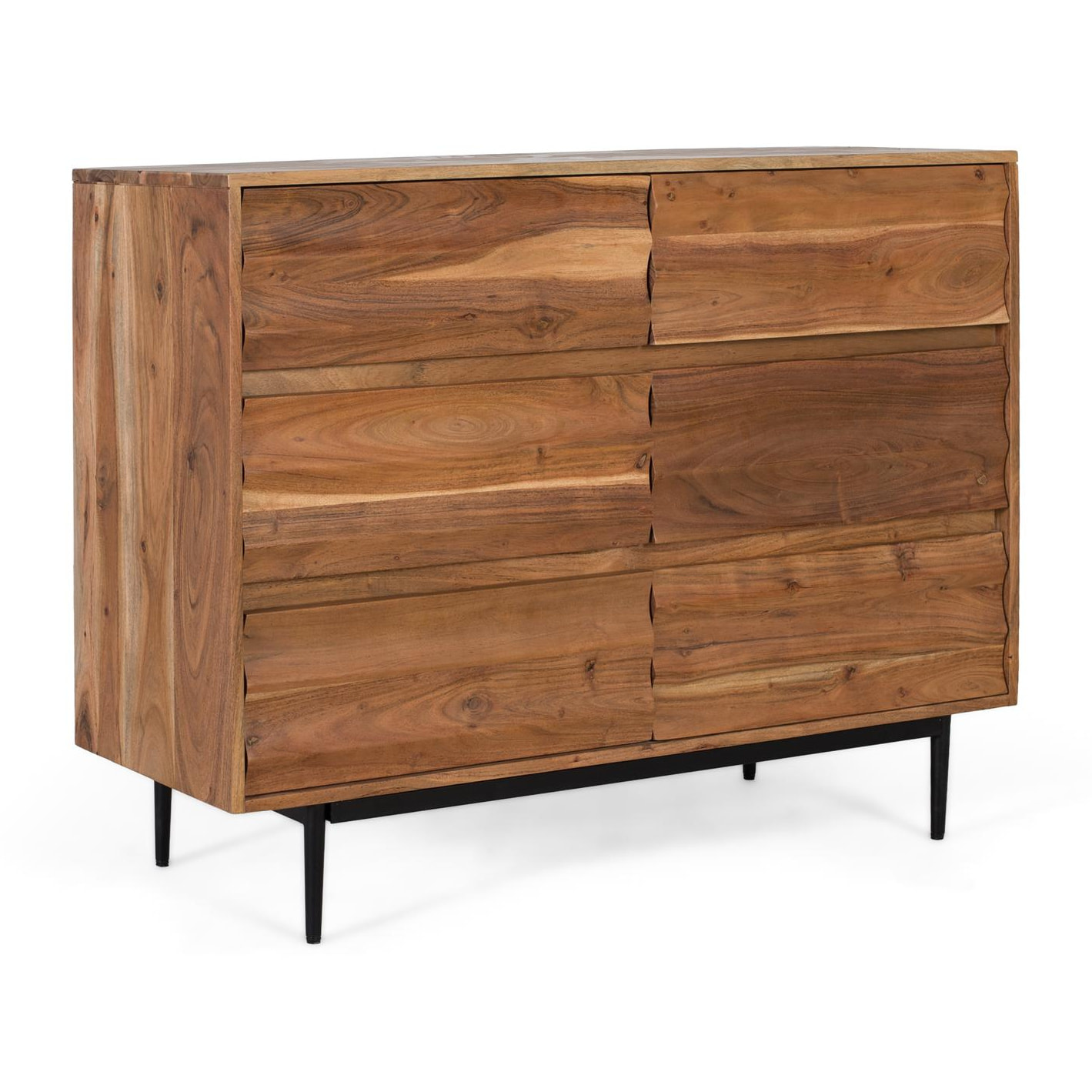 Commode en bois d'acacia 110 cm style rustique moderne