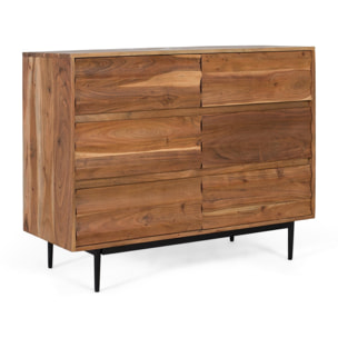 Commode en bois d'acacia 110 cm style rustique moderne