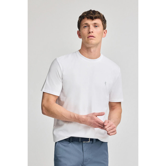 Camiseta blanca básica de cuello redondo y bordado Rigby Best