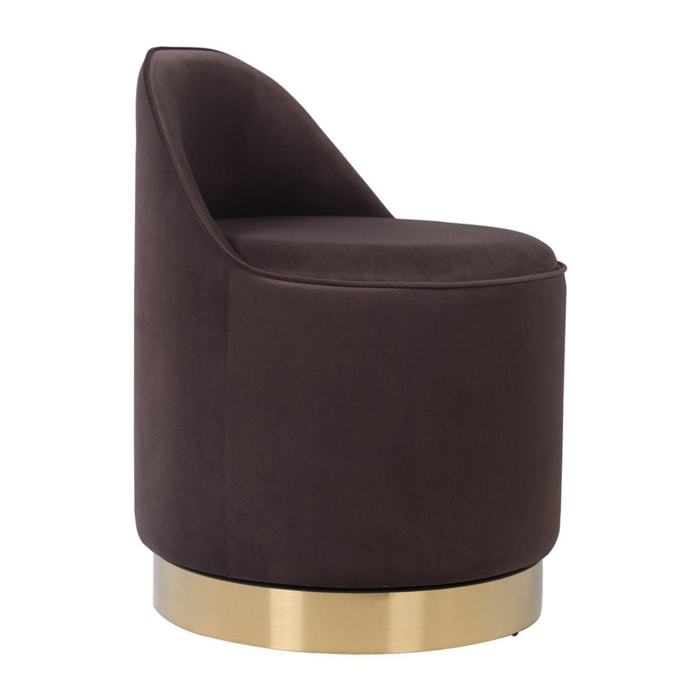 Pouf girevole Viktor con contenitore in velluto marrone