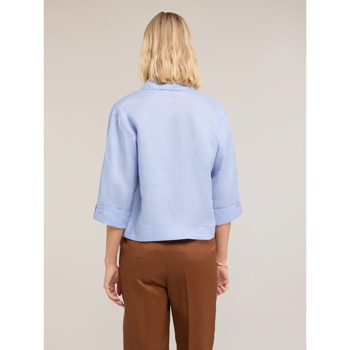 Motivi - Camisa boxy de lino - Light - blue