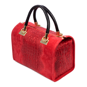 Anacapri Bolso tote Mujer. Piel auténtica Gamuza Grabado Cocodrilo.