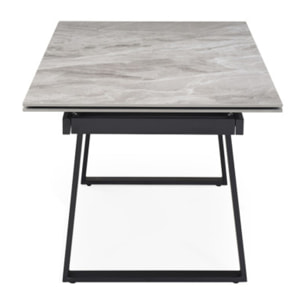 Table extensible céramique gris marbré 180/260 cm pieds métal - UNIK