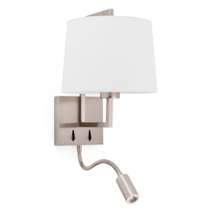 FRAME Lampe applique nickel mat/blanc avec lecteur LED