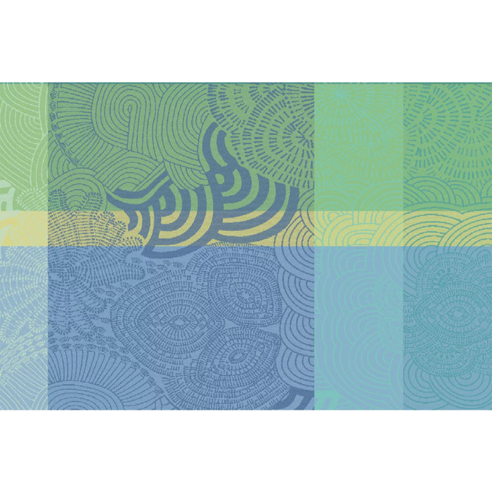 Set pur coton enduit motif jacquard Mille rainures atoll