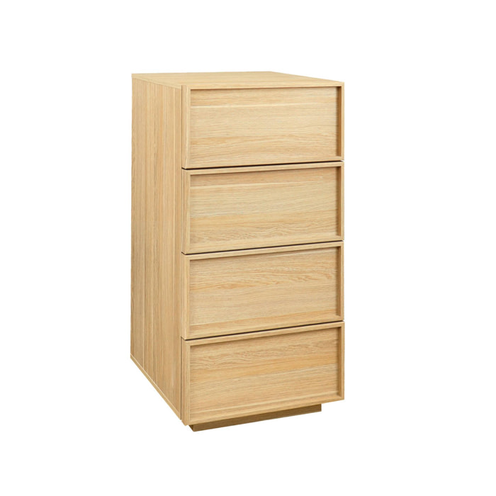 Commode chiffonnier naturel 4 tiroirs effet bois - L 48 x P 43 x H 98.5cm - Kuba