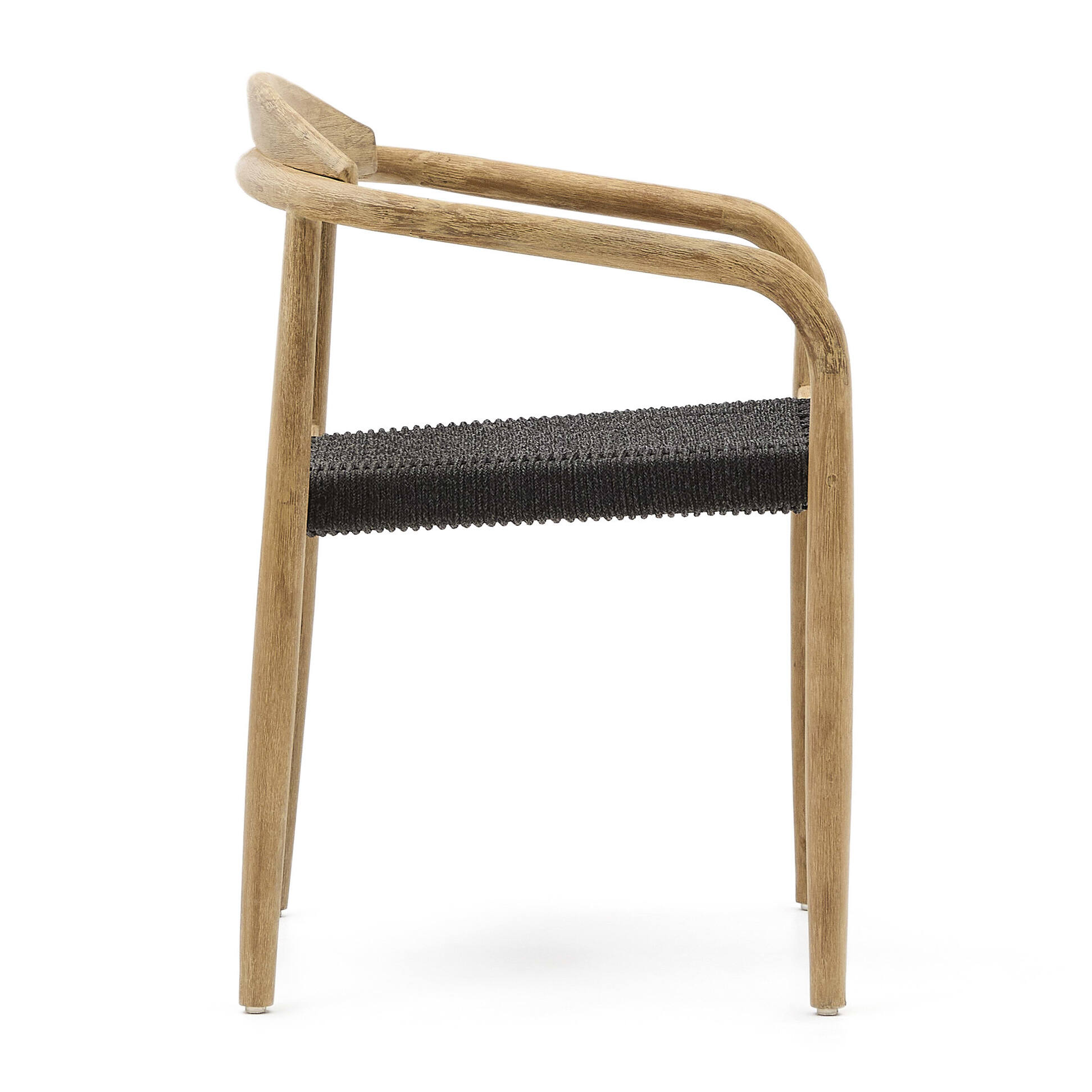 Silla apilable Nina de madera maciza acacia y cuerda negro FSC 100%