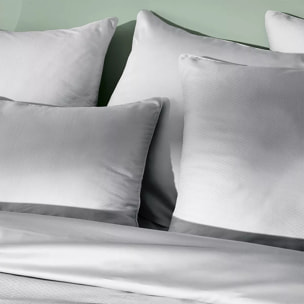 Taie d'oreiller satin de coton motif jacquard gris Vibrato glacier