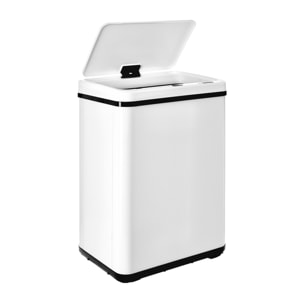 Cubo de basura inteligente sin patas con apertura automática o contacto manual, blanco.