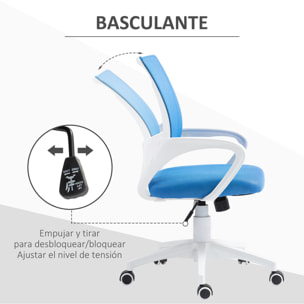 Silla de Oficina de Malla Silla de Escritorio Giratoria con Altura Ajustable Función de Basculante Soporte Lumbar y Reposabrazos Silla para Estudio Carga 120 kg Azul Claro