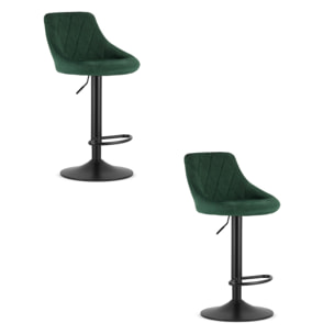 Set di 2 sgabelli bar Kast in velluto verde bosco