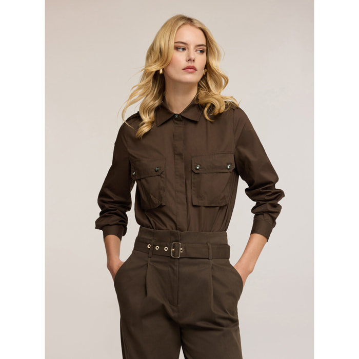 Motivi - Camicia a body military - Verde militare