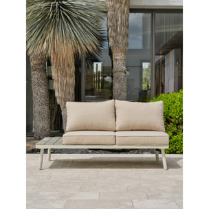 OSAKA - Salon de jardin d'angle 5 pl en alu et alu aspect boisé