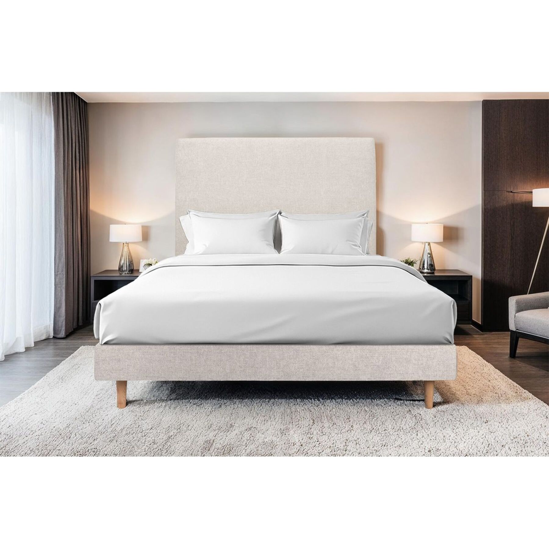 Sommier Tapissier Tissu Ep14 - pieds bois