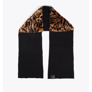 Sciarpa combinata in maglia e pelliccia sintetica