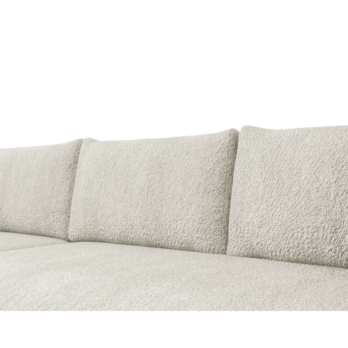 Rosalie - Canapé d'angle réversible 4 places convertible avec coffre en tissu bouclette - Beige
