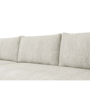Rosalie - Canapé d'angle réversible 4 places convertible avec coffre en tissu bouclette - Beige