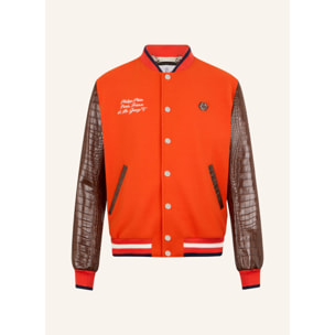 PHILIPP PLEIN Varsity Bomber Cocco Sleeves Paris
