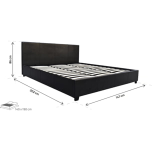 Lit double avec coffre "Carla" - 140 x 190 cm - Noir