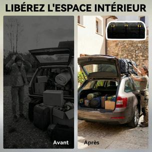 Coffre de toit souple pliant 595L avec accessoires charge max. 50 Kg jaune noir