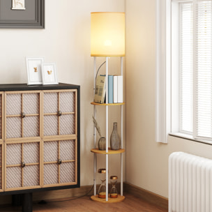 Lámpara de Pie con Estantes, Lámpara con 3 Temperaturas de Color, Control Remoto, Bombilla E27, para Salón, Dormitorio, Oficina, Natural