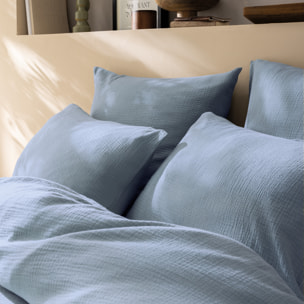 Set de 2 taies d'oreiller unies en coton, GAZE DE COTON