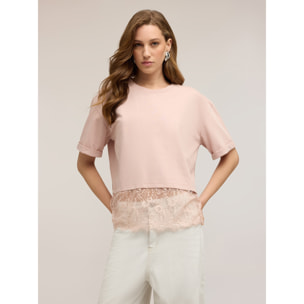 Motivi - Camiseta con inserto de encaje - Rosa