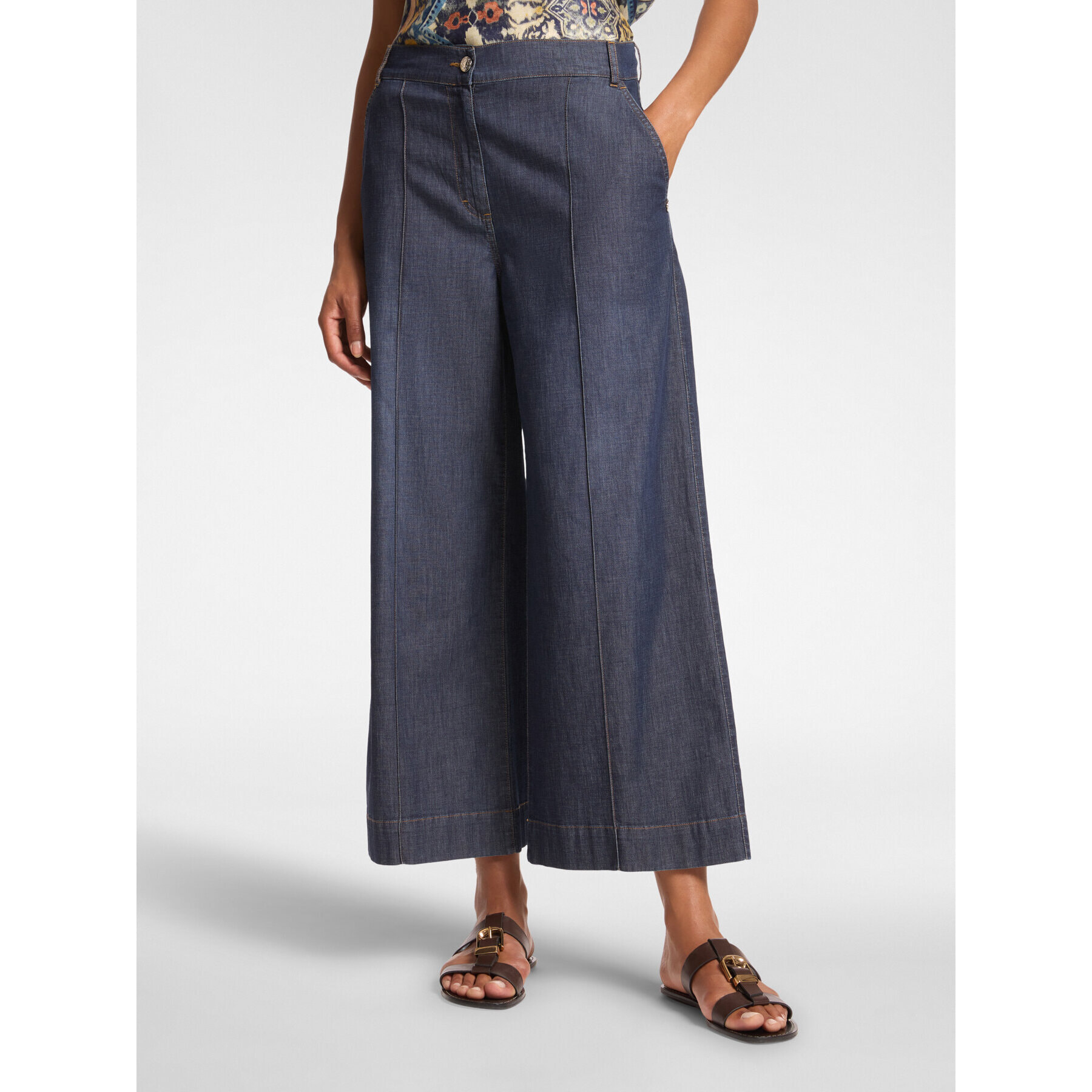 Elena Mirò - Jeans cropped in Chambray - Blu
