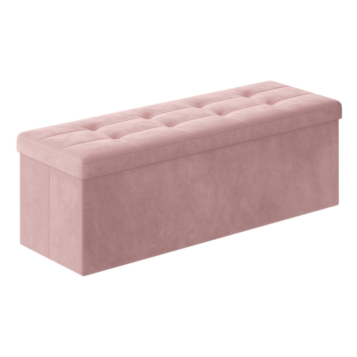 Panca Contenitore Pieghevole Oskar in Velluto Rosa Pastello