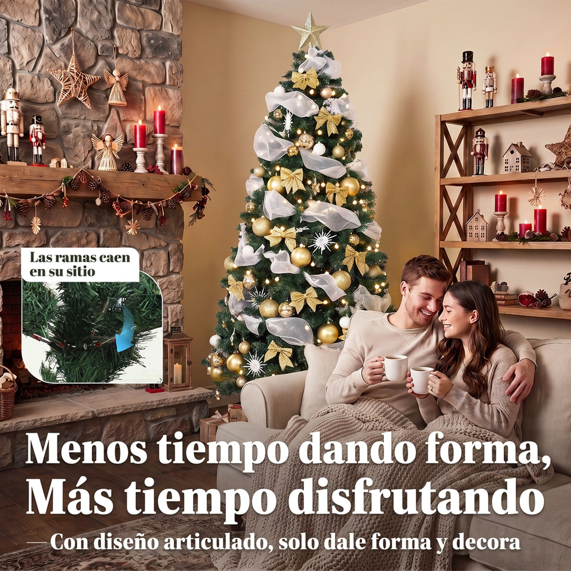 HOMCOM Árbol de Navidad con 250 LED Blanco Cálido, 230 cm, Árbol de Navidad Predecorado, 1136 Ramas, 8 Modos, Bolas, Cintas y Lazos, Mando a Distancia, Base Metálica Plegable, Funciona con USB, Verde
