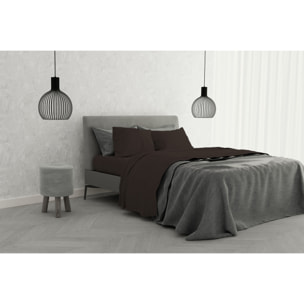 COMPLETO LETTO ELEGANT MADE IN ITALY MICROFIBRA - MARRONE MATRIMONIALE