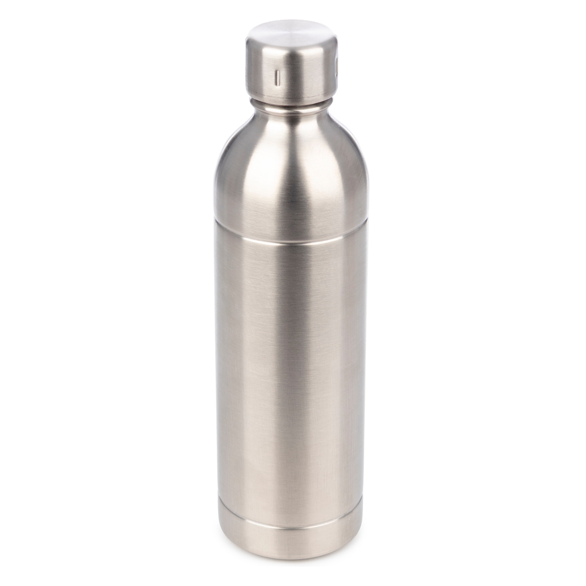 Botella reutilizable de 1 litro íntegramente en acero inoxidable, resistente y duradera.