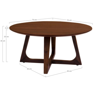 Tavolino da caffè Hellerup in impiallacciatura di noce, ø75×36 cm