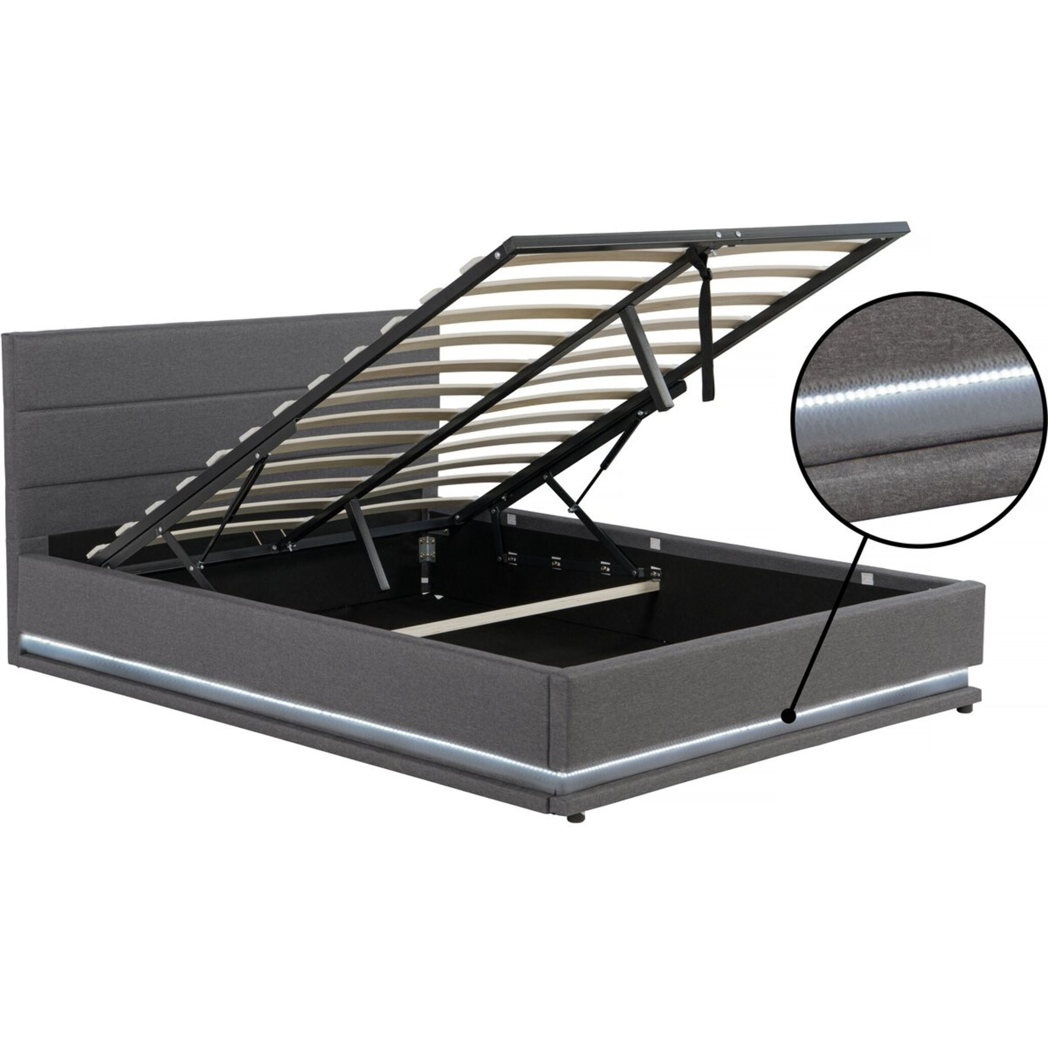 Lit LED avec coffre "Anastasia" - 140 x 190 - Gris foncé