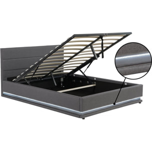Lit LED avec coffre "Anastasia" - 140 x 190 - Gris foncé
