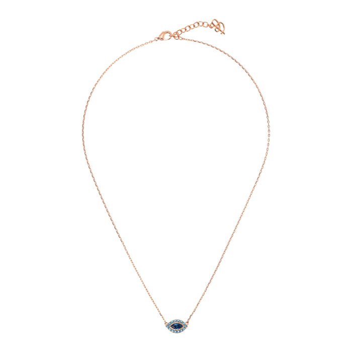 Collana Catena Forzatina con Pendente Marquise in Topazio Blu e Cubic Zirconia