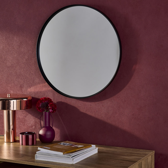 Miroir rond en métal Ø60cm MABEL. noir