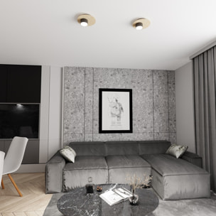 Faretto a soffitto PIXO in acciaio nero e legno naturale