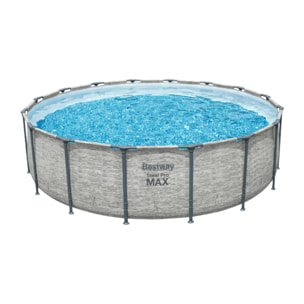 Bestway Piscine hors sol tubulaire ronde Bestway Steel Pro Max 488 x 122 cm décor pierres