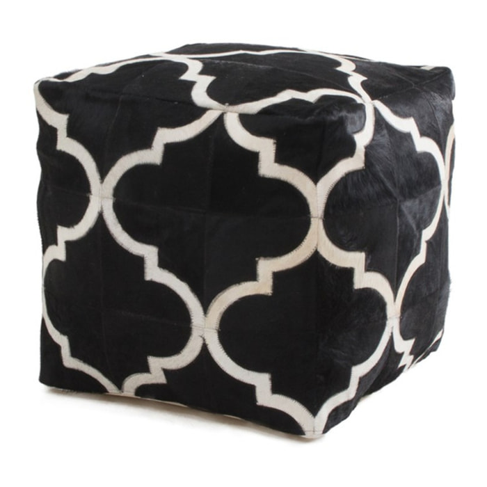 Pouf Eclipse 300 in pelle nera 45x45 cm