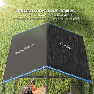 Enclos poulailler 2 portes espace couvert 3x1x1m vert noir