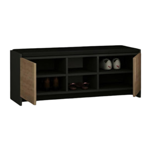 Scarpiera Dbarrec, Mobile portascarpe, Armadio da ingresso multiuso, Mobiletto per calzature, 110x37h43 cm, Antracite e Rovere