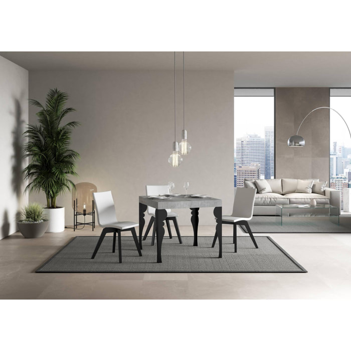 Mesa extensible 90x90/246 cm Paxon Premium Cemento estructura Antracita