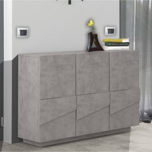 Credenza Axl, Buffet da soggiorno multifunzione, Madia da salotto a 3 ante, 100% Made in Italy, cm 121x38h86, Cemento