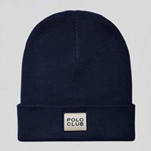 Cappellino blu marino in lana unisex con particolare Polo Club