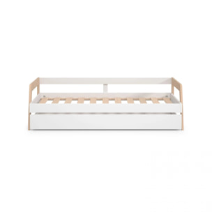 Cama doble juvenil Misty Haze Blanco - Oak Soft